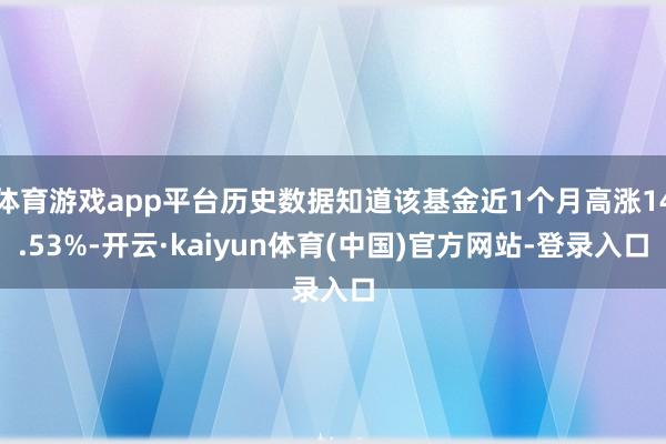 体育游戏app平台历史数据知道该基金近1个月高涨14.53%-开云·kaiyun体育(中国)官方网站-登录入口