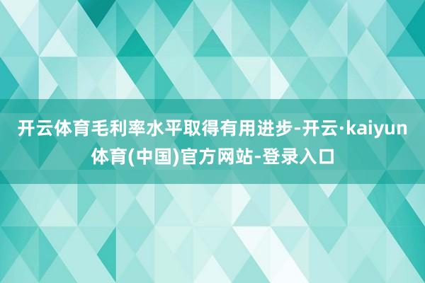 开云体育毛利率水平取得有用进步-开云·kaiyun体育(中国)官方网站-登录入口